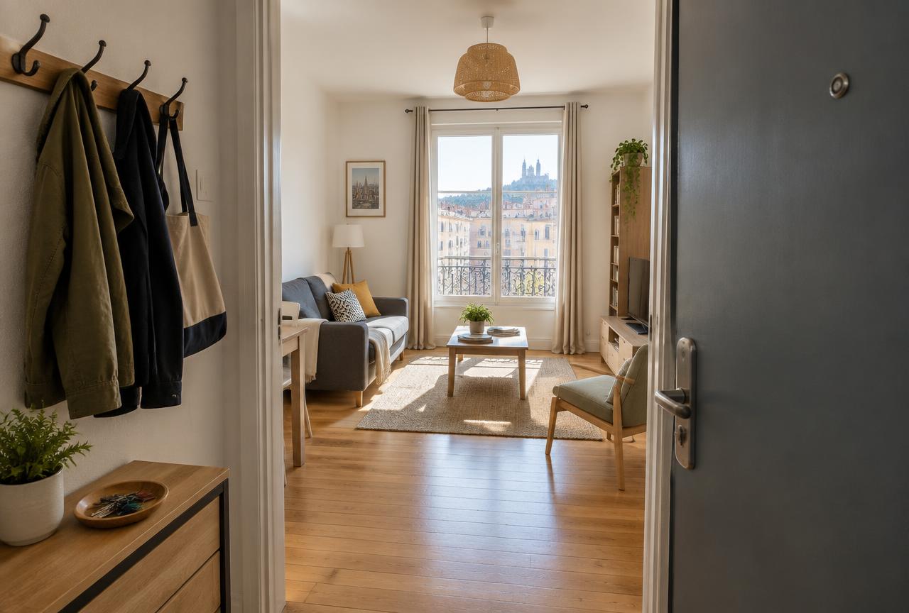Entrée soignée d’un logement lyonnais