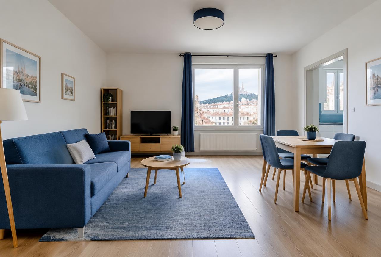Pièce de vie d’un logement en gestion locative